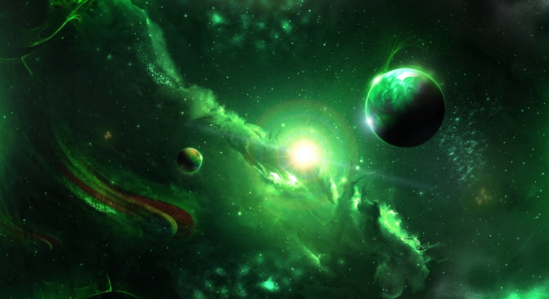 Space, Green, Sci Fi, Nebula, Planet, 4K