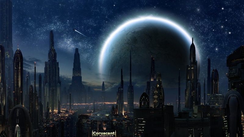 video, futuristic, art, 1080P, cityscapes, Star Wars, games, spacescape, star, hd, coruscant, wars