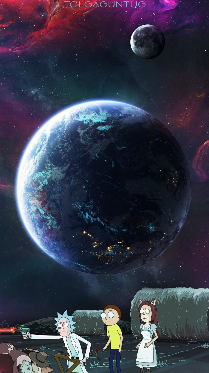 spacescapes, digital, planet, artwork, Rick Sanchez, 1080P, wubalubadubdub, Morty Smith, Rick and Morty, Adult Swim, digital art, TV, tv series