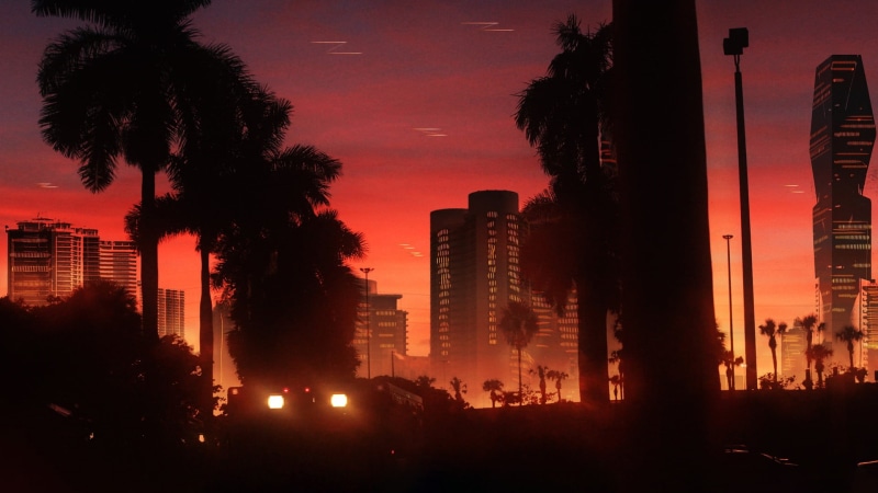 Tansie Stephens, NeoMiami, Sunset, Music, Retrowave, Retrouve, Synthwave, Synth, Illustration, by Tansie Stephens, Futuresynth, 80s, Outrun, 1080P, New Retro Wave