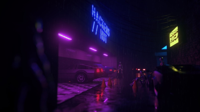 DeLorean, Rain, Vehicles, Lamborghini Gallardo, Robots, Transport and Vehicles, New Retro Wave, 1080P, 80s, 80s, Gallardo, Style, Sintav, Night, Transport