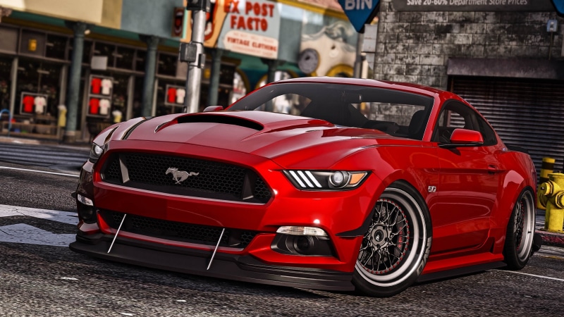Grand Theft Auto V, GT350, no people, vintage car, building exterior, sports car, car, stationary, land vehicle, motor vehicle, built structure, GTA, red