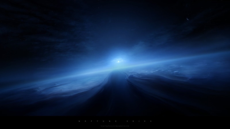 Neptune, blue, sunlight, sunbeam, dark, smoke - physical structure, universe, light - Natural Phenomenon, projection, space, no People, technology