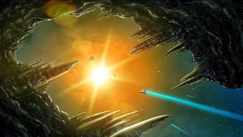 stars, bright, 1080P, space, close-up, motion, science fiction, still, nature, sunlight, fantasy art, spaceship, building, real people, lens flare, one person