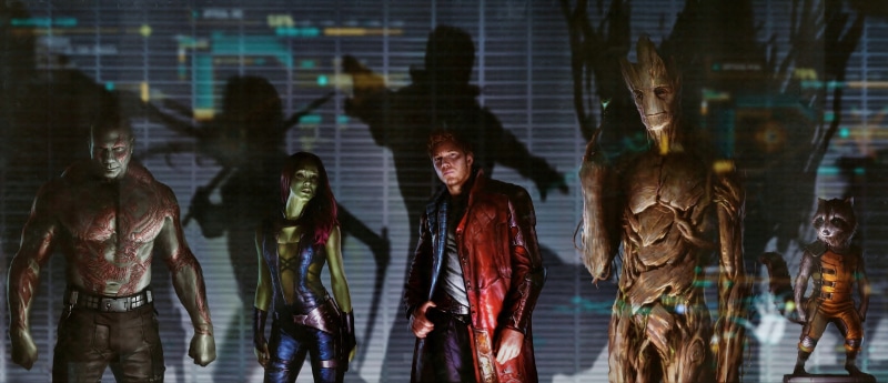 Star Lord, emotion, movies, Drax the Destroyer, adult, galaxy, digital composite, 4K, beautiful woman, happiness, standing, three quarter length, Groot