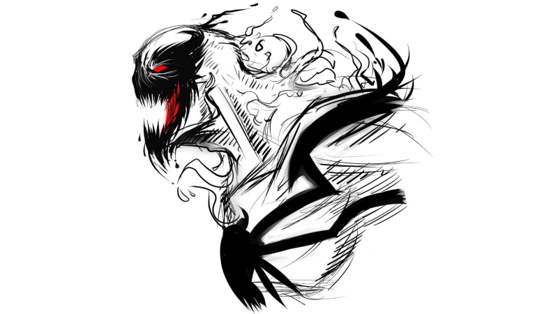 colors, white, comics, black, Marvel, art, symbiote, 1080P, Anti-Venom