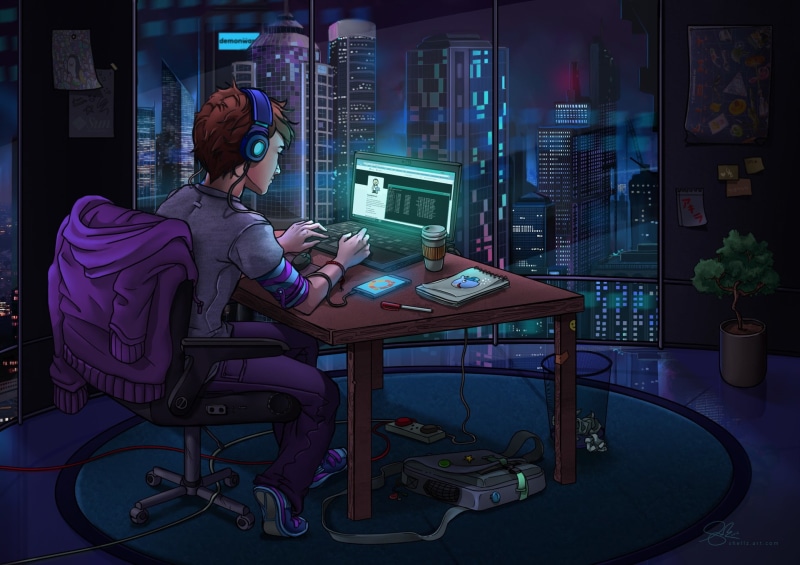 the room, 1080P, The World at Night, computer, hacker