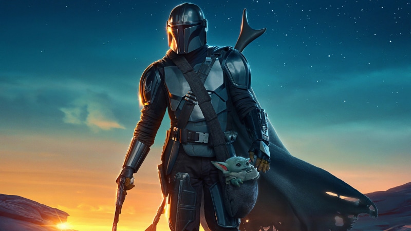 4K, cape, The Mandalorian, armor, Baby Yoda, helmet, Star Wars, weapon, TV Series