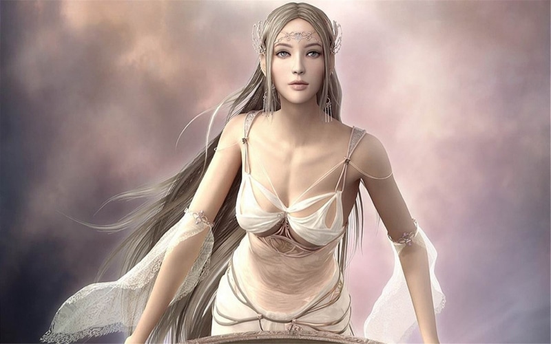 goddess, Drada (Light Alliance), fantasy, background, picture, Shaiya: light and darkness, 1080P, fantasy world, elf