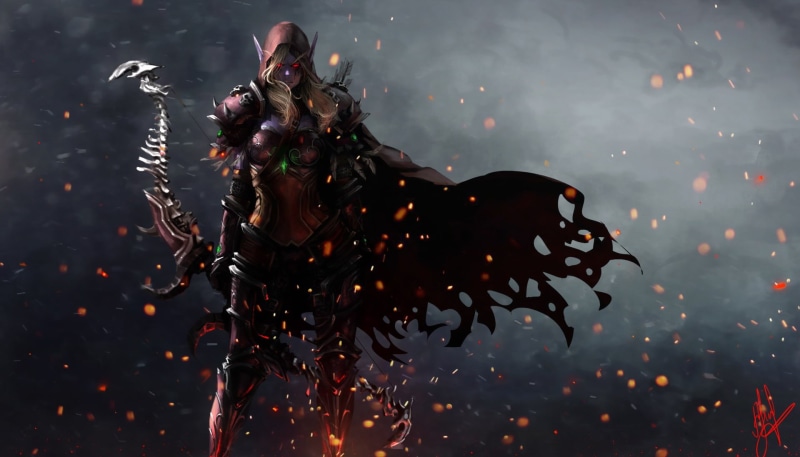 fantasy girl, red eyes, PC gaming, Sylvanas Windrunner, Blizzard Entertainment, 1080P, fan art, World of Warcraft