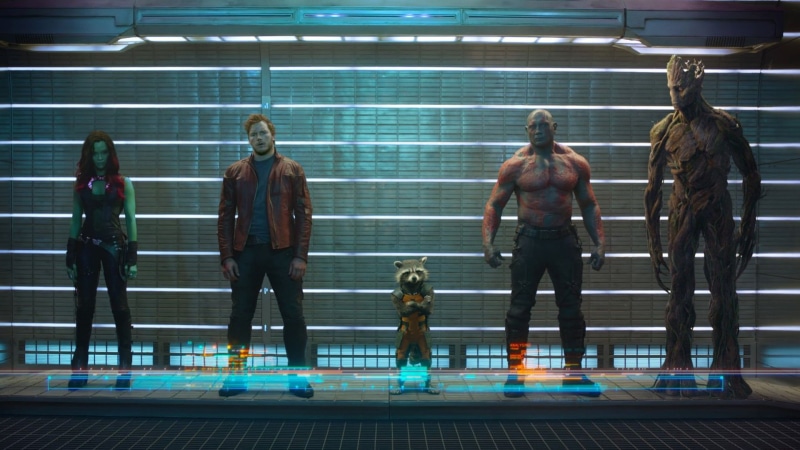 Guardians of the Galaxy, Chris Pratt, 1080P, swimming pool, Gamora, city Life, Rocket Raccoon, Drax the Destroyer, real people, muscular Build, speed