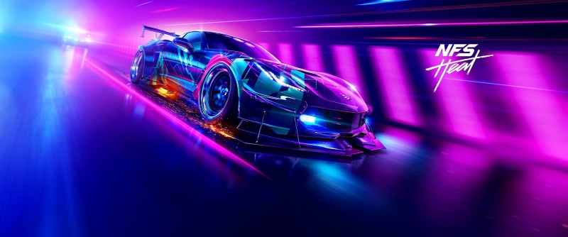 Need for Speed: Heat, video games, Video Game Art, ultrawide, Corvette, car, ultra-wide, 2K