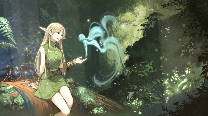 Deedlit, Record of Lodoss War, elven, anime girls, forest, 2K