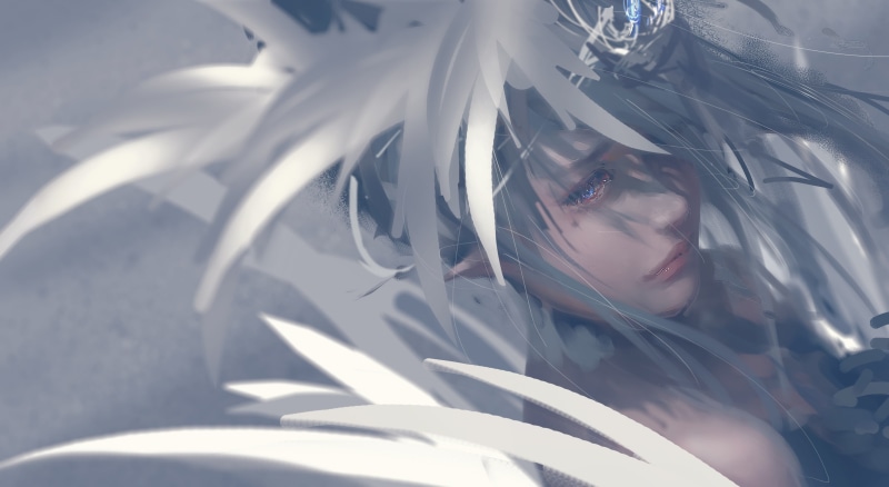 elven, blue eyes, women, 2K, artwork, digital art, WLOP