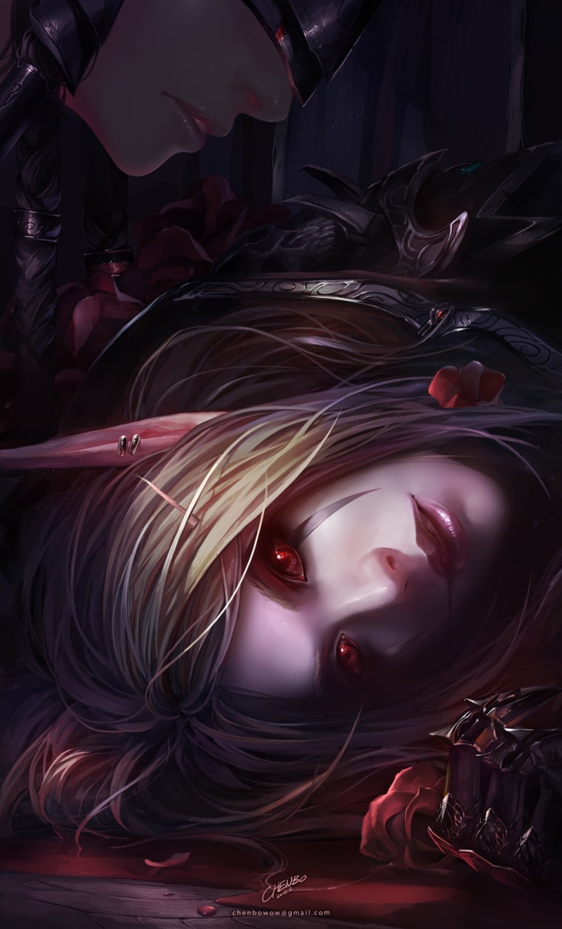 Blizzard Entertainment, elven, glamour, motion, pointed ears, fashion, beauty, Warcraft, World of Warcraft, indoors, adult, black color, women, 720P, abstract