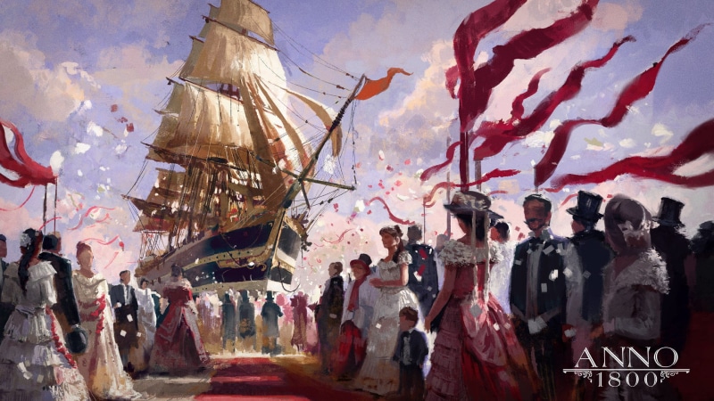 artwork, 1080P, sailing ship, video games, digital art, Anno 1800, ship