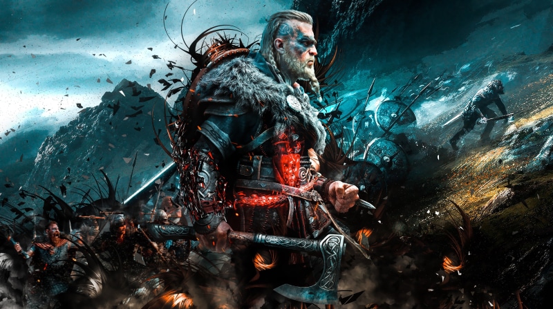 video games, battle, Assassins Creed: Valhalla, video game art, 4K, viking, shield, Axe, Assassins Creed, digital art