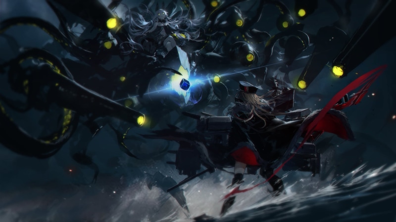fantasy girl, blonde, 2D, science fiction, swd3e2, fan art, 720P, video games, long hair, Azur Lane, anime girls, Bismarck (Azur Lane), battle, artwork