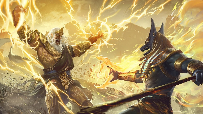 gods, battle, fight, Zeus, Anubis, 1080P, the gods