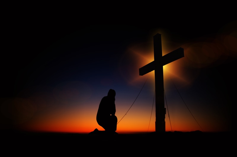 black, outdoors, spirituality, jesus, copy space, nature, forgiveness, men, devotion, meditation, prayer, religion, jesus christ, christ, man, still, figure