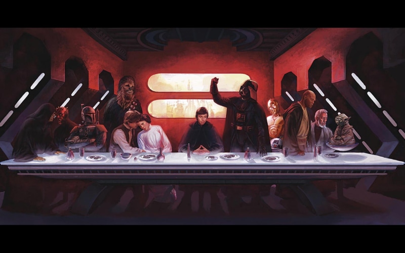 720P, star, Boba Fett, crowd, transfer print, lifestyles, illuminated, women, stage - Performance Space, night, praying, togetherness, Chewbacca, medium group of people