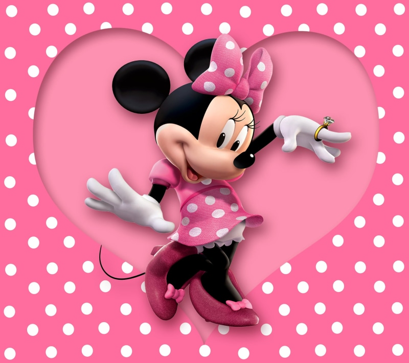 women, one Person, emotion, minnie, animal, adult, cute, colored background, red, full length, 1080P, pattern, disney, computer Graphic, mouse, heart