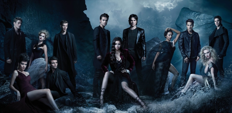 The Vampire Diaries, Daniel Gillies, nightlife, Bonnie Bennett, Stefan Salvatore, outdoors, digital, happiness, adult, Damon, crowd, fun, Elena, caucasian Ethnicity