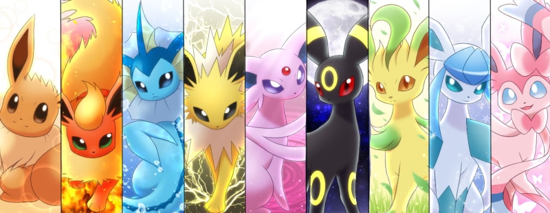 fun, Flareon (Pokémon), Pokémon, choice, full frame, male likeness, backgrounds, Leafeon (Pokémon), 1080P, large group of objects, vector, side by side