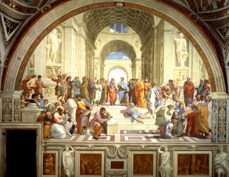 statue, 1511, group, architecture, place of worship, school of athens, building, creativity, 2K, illustration, artwork, religion, travel destinations