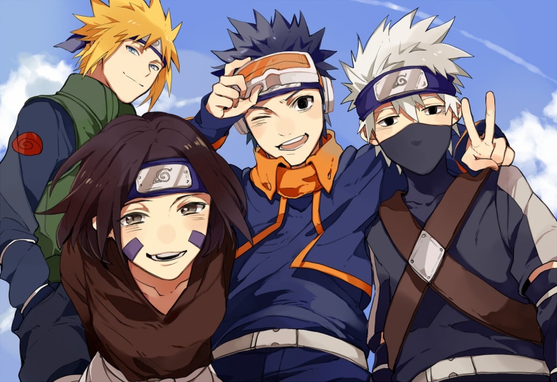 Minato Namikaze, art and craft, sunlight, face, creativity, Kakashi Hatake, sky, blue, Rin Nohara, human representation, representation, nature
