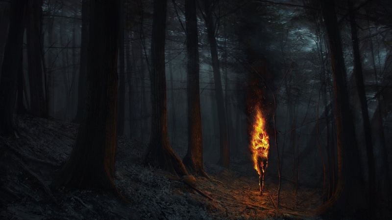 landscape, abstract, black Color, nature, mystery, forest Fire, bonfire, land, firewood, dark fantasy, inferno, fire, red, fireplace, tranquility, glowing