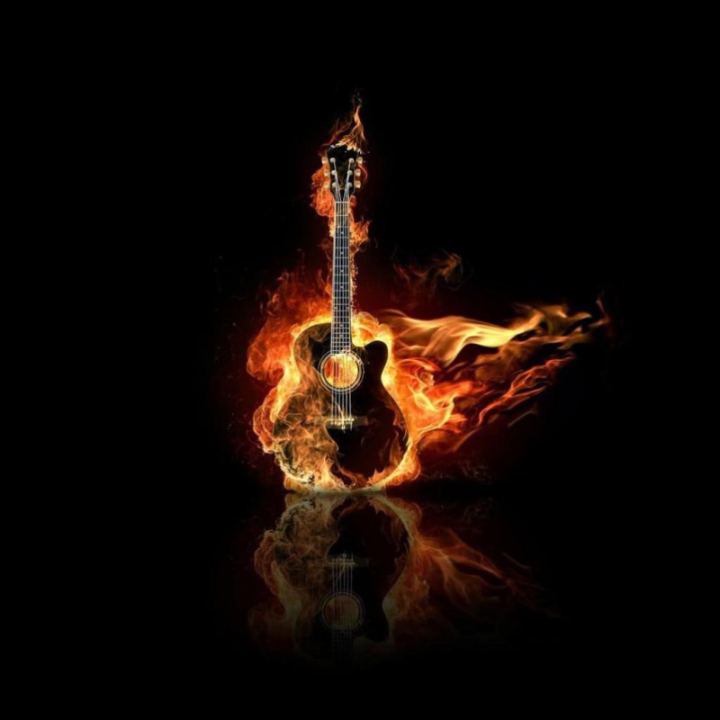 guitar on fire, guitar, 480P, dark background, background, art design, burning, design, fire, dark, abstract, art