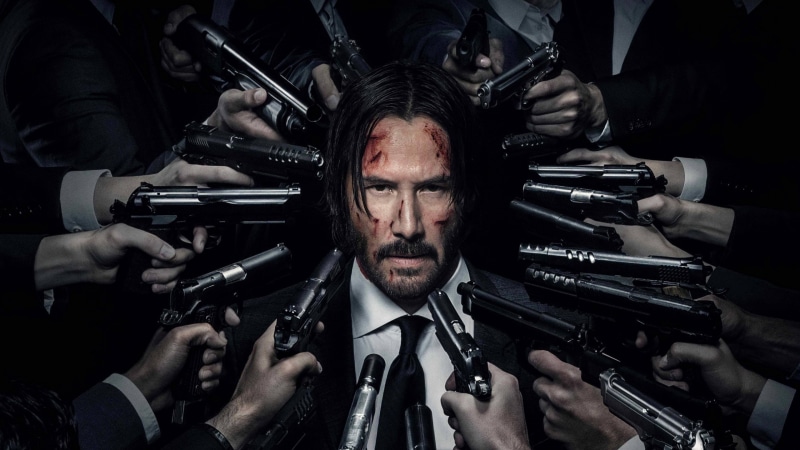 men, Keanu Reeves, government, uniform, hand, communication, indoors, John Wick, black background, sign, adult, holding, gun, occupation, crime, aggression