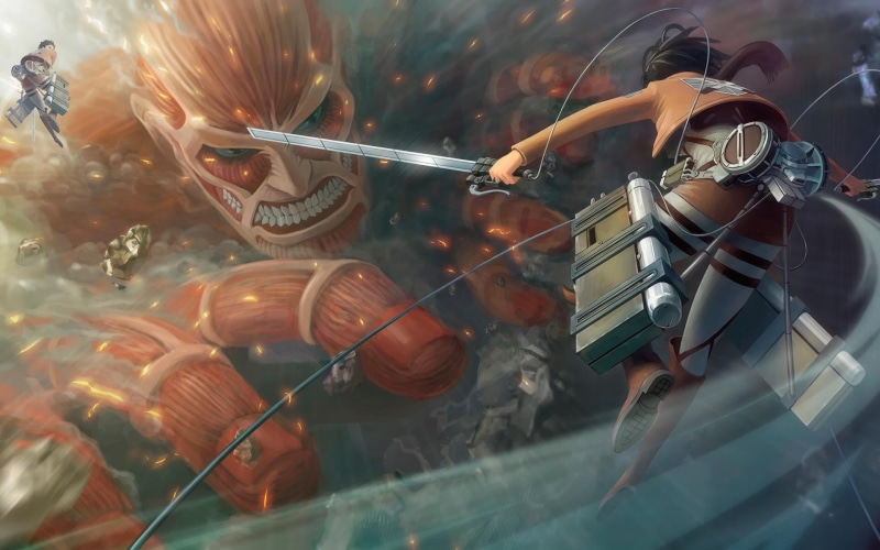 holding, anime, selective focus, music, occupation, lifestyles, arts culture and entertainment, underwater, real people, water, group, sea, Shingeki no Kyojin
