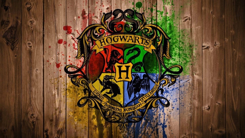 mural, no people, decor, craft, human representation, wall, outdoors, Harry Potter, graffiti, floral, Gryffindor, Hufflepuff, brown, Ravenclaw, close-up