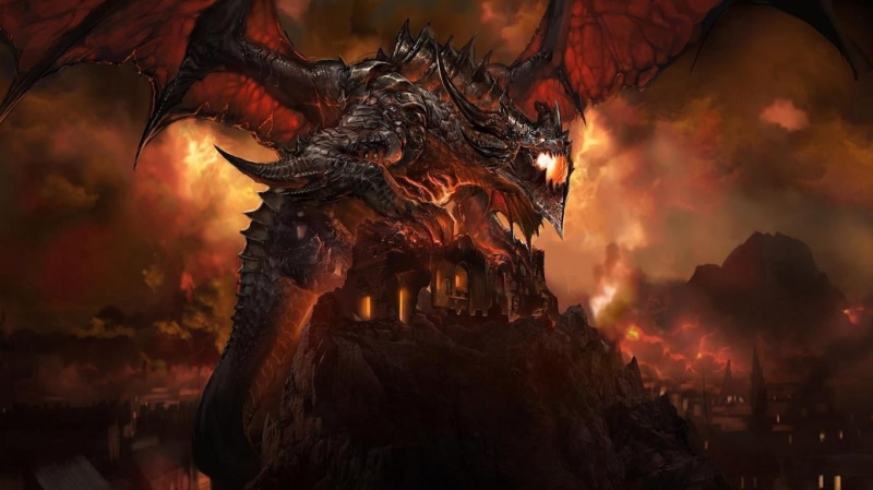 heat - temperature, spirituality, creativity, orange, burning, nature, representation, fire, motion, smoke - physical structure, outdoors, dark, World of Warcraft: Cataclysm