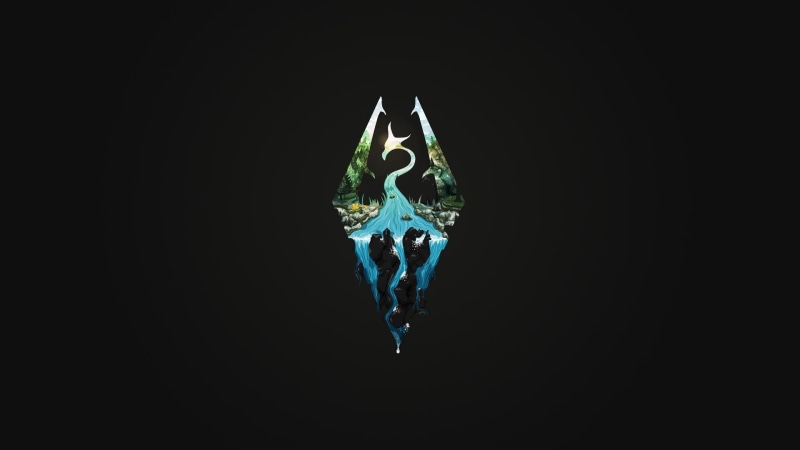 animal, black background, cut out, leaf, minimalism, white, The Elder Scrolls V: Skyrim, representation, wealth, animal representation, cyan, indoors, light - natural phenomenon