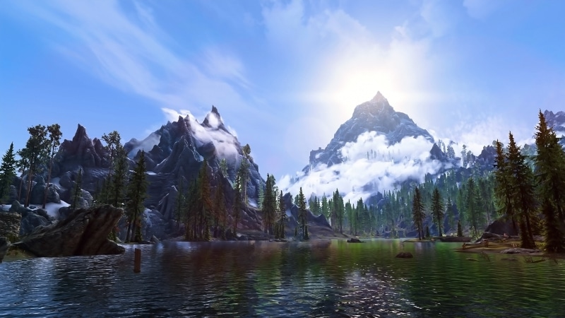 4K, landscape, screen shot, The Elder Scrolls V: Skyrim, video games