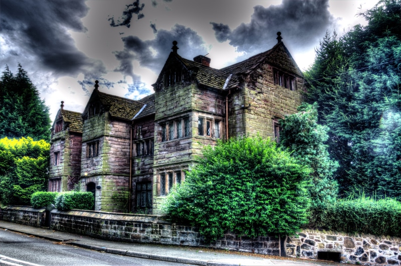 no people, cloud - sky, nature, the past, victorian, view, low angle view, religion, house, built structure, historic, old, 4K, sky, tree, history, landscape