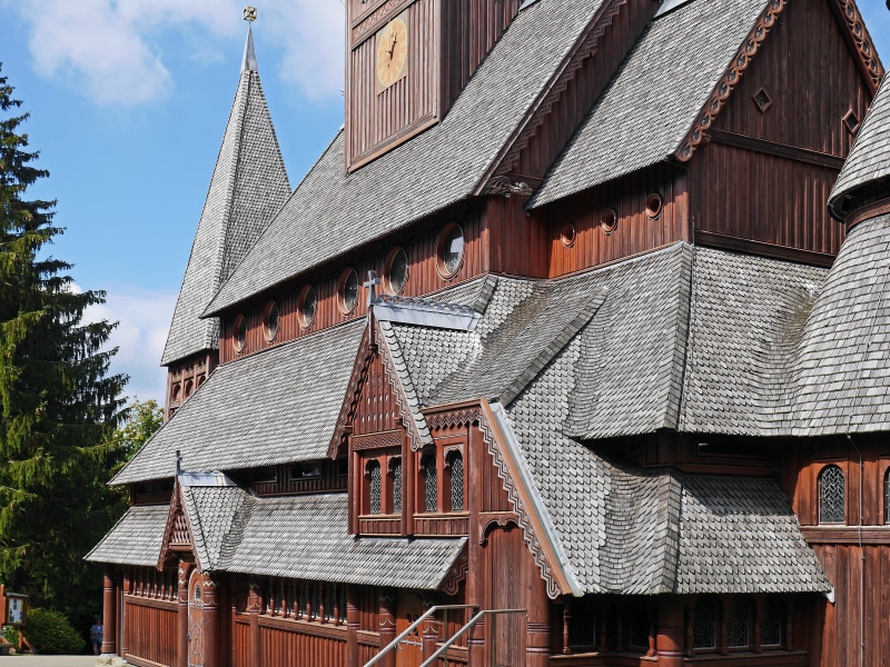 no people, belief, building exterior, roof landscape, low angle view, old, wooden church, firste, lower saxony, beside, wood - material, window, outdoors