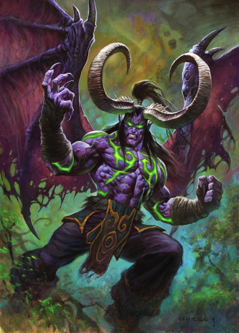 digital art, 8K, illidari, portrait display, wings, World of Warcraft, Warcraft, Illidan Stormrage, video games, Hearthstone, Illidan, horns, artwork