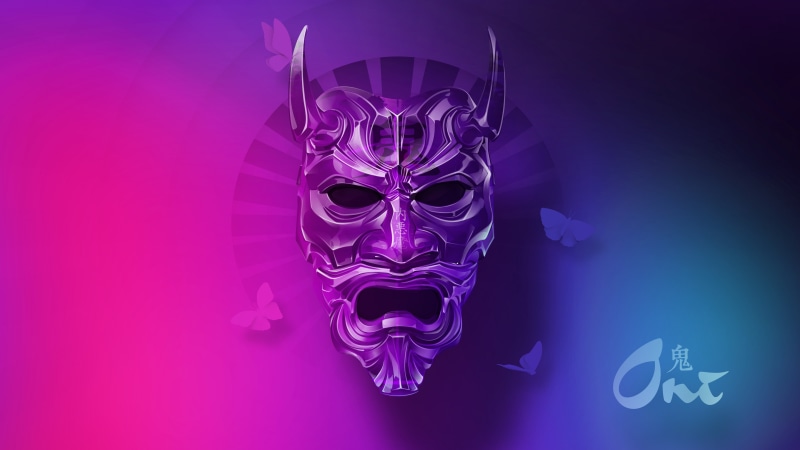 oni mask, devil mask, Japan, 5K