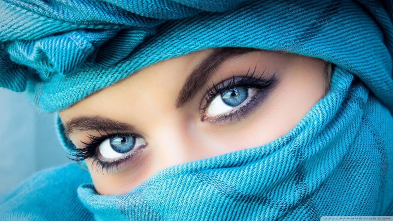 young women, body part, portrait, eyeball, looking at viewer, closeup, beautiful woman, covering face, textile, teenager, looking at camera, one person