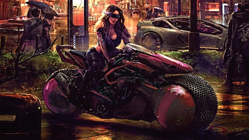 CGI, vehicle, cyber, artwork, concept art, side view, fan art, 3D, painting, digital art, cyberpunk, futuristic, fantasy art, fantasy girl, 4K, women