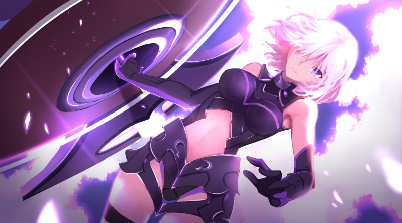 purple, pink color, Shielder (Fate/Grand Order), blond hair, pink, nature, purple eyes, hair, short hair, one person, futuristic, anime, 720P, child, adult