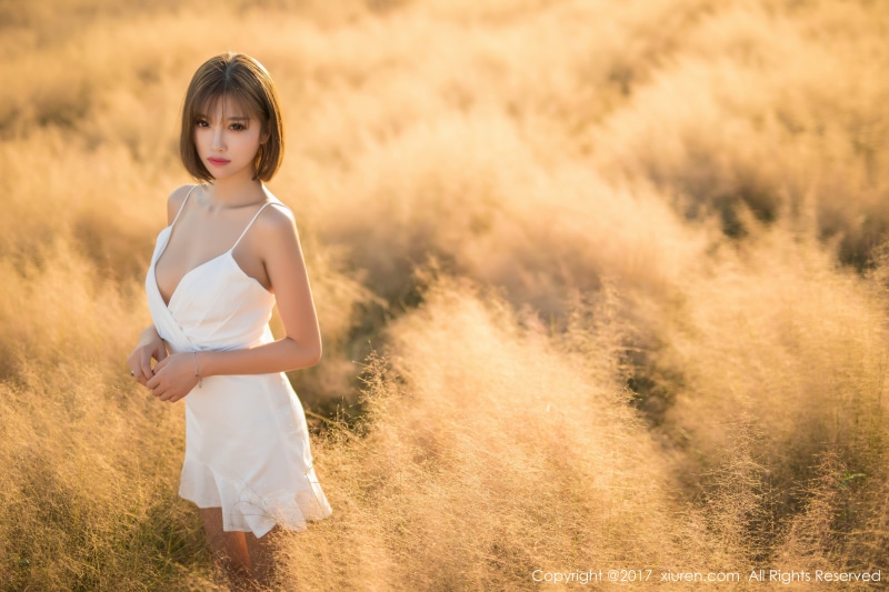 women, nature, land, looking at camera, innocence, spaghetti, Asian, 5K, grass, sleeveless, plant, fashion, one person, portrait, child, females, dress