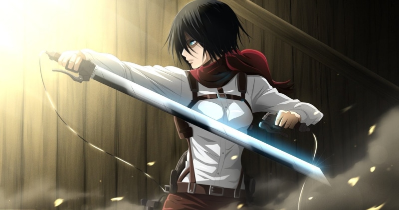 attack, Girl, 1080P, Short Hair, Weapon, Black Hair, Mikasa Ackerman, titan, Attack On Titan, Shingeki No Kyojin, Anime, Scarf