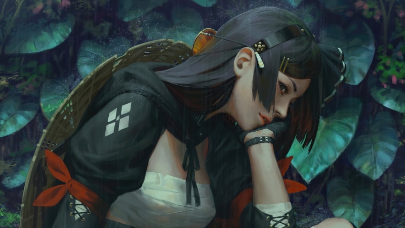 1080P, black hair, GUWEIZ, artwork, illustration, fantasy girl, women, samurai, Z.W. Gu