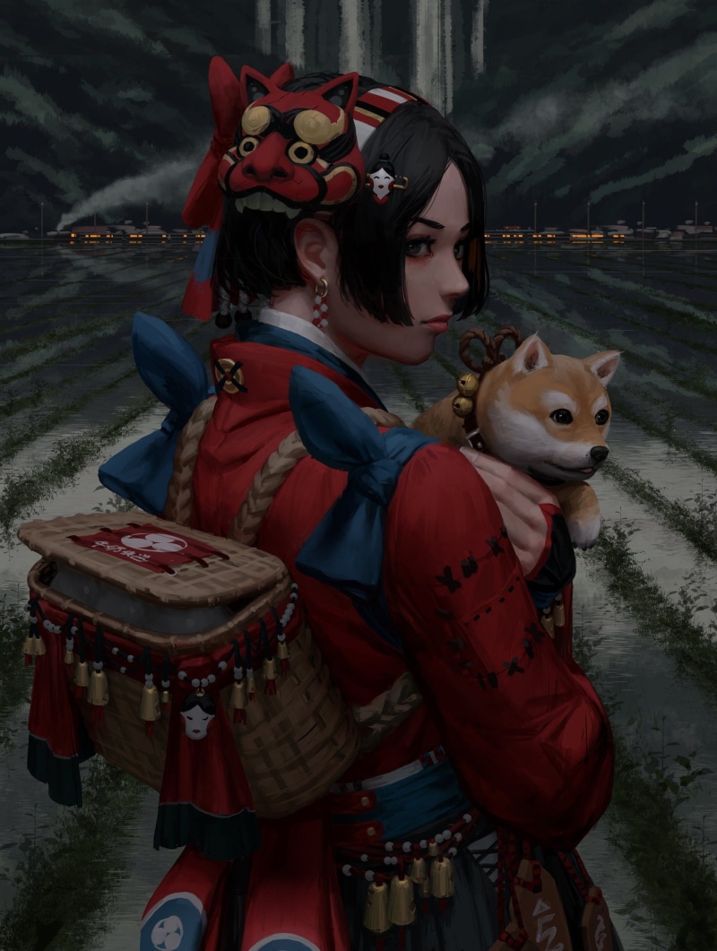 creativity, digital art, fantasy art, celebration, mask, samurai, illustration, focus on foreground, human representation, leisure activity, art and craft