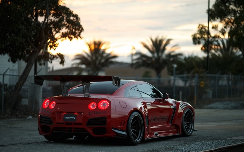 View, 1080P, Red, Nissan, r, gtr, Car, Rear